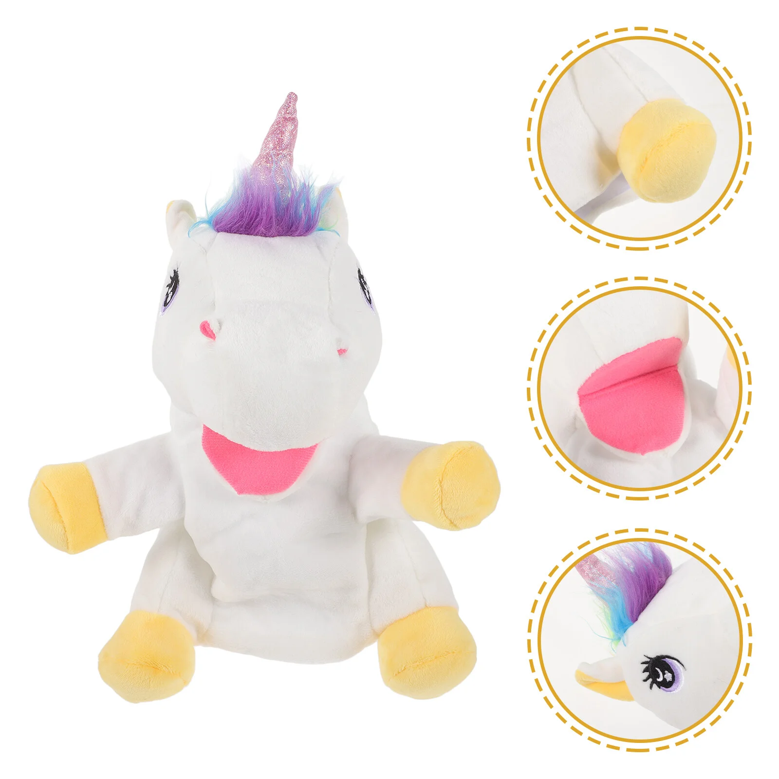 

Panda Plushies Unicorn Hand Puppet Lifelike Storytelling Toy 30X21X16CM White Educational Child