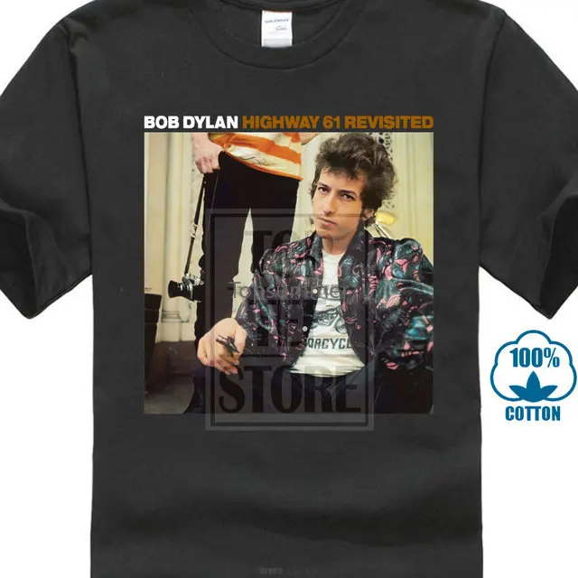 

Мужская перевиденная футболка Bob Dylan Highway 61 рок-группы, черный Размер от S до Xxl