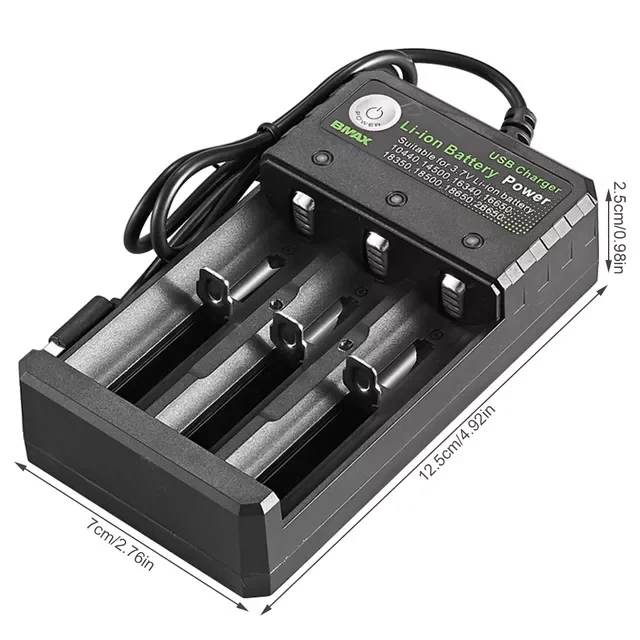 

1/3 Slot Charger Li-ion Battery USB Independent Charging For 18650 18350 16340 14500 26650 Battery Charging Station Stand