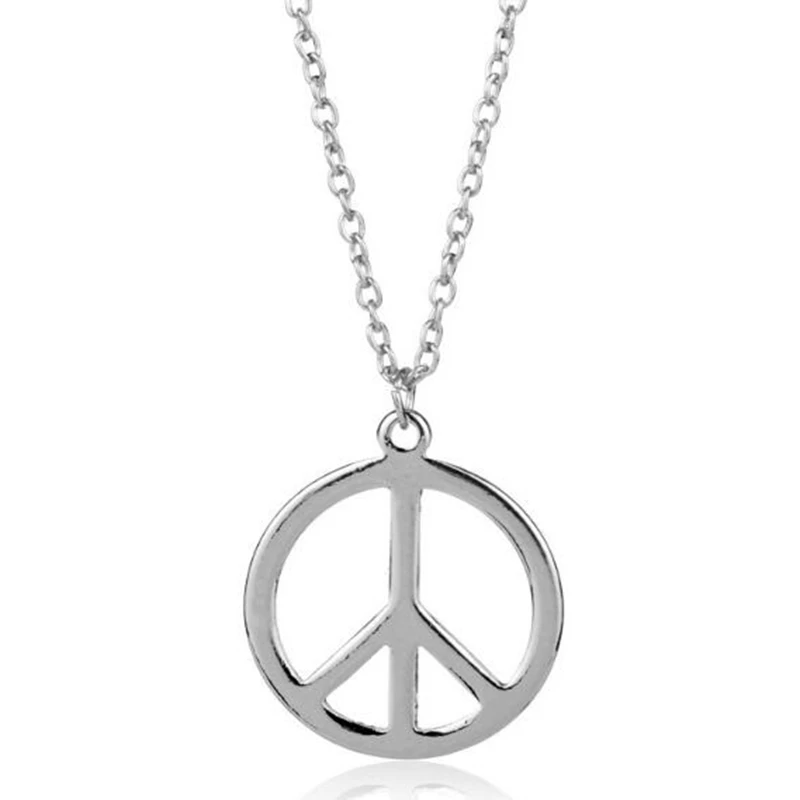 Hippie Peace Sign Pendant Necklace Vintage Bronze Punk Harmony Symbol Chain  Choker For Women Jewelry Birthday Friendship Gift