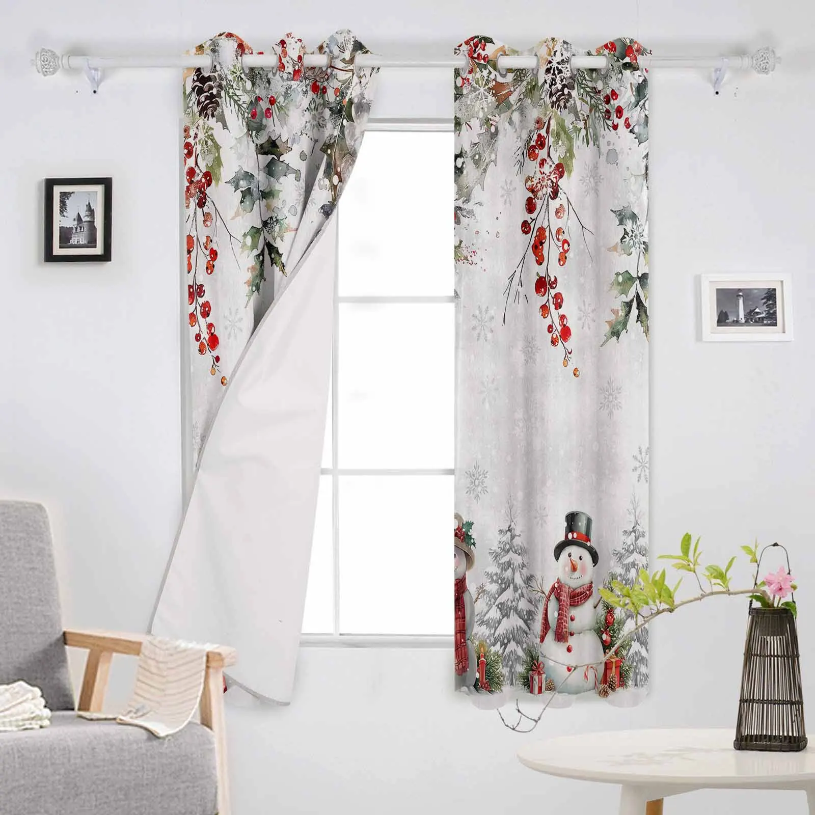 Рождественские шторы из сосны эвкалипта листа снеговика для кухни спальни