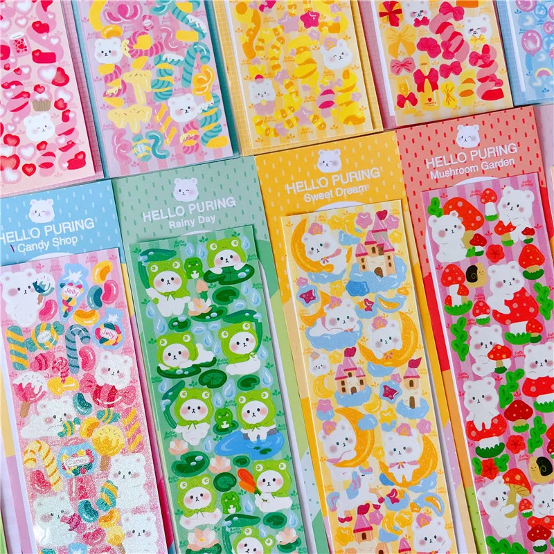 

Champagne gift bear sticker ins same star chasing DIY sticker laser shiny phone