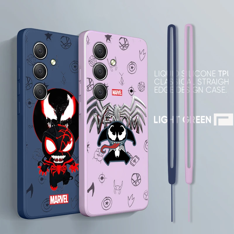 

Marvel Venom Hero Cool For Samsung A34 A14 A52S A54 A23 A13 A73 A03Core A22 4G 5G Liquid Rope Silicone Phone Case