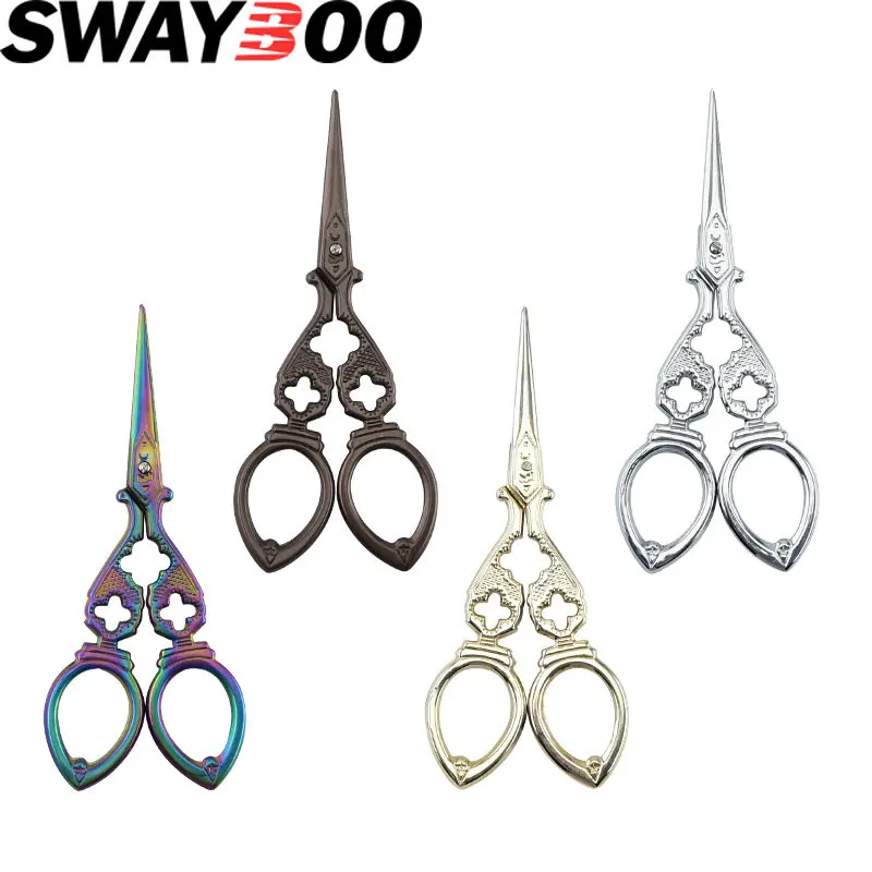 

Swayboo Stainless Steel Mini Golden Bronze Vintage Tailor Shears Small Antique Pointed Dressmaker Scissors Clothing Cutter Tools