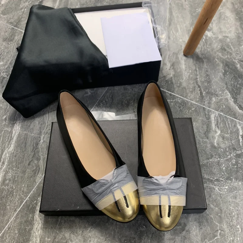 Xiaoxiangfeng Ballet Shoes 2023 Summer New Round Toe Shallow Mouth Versatile Colored Butterfly Knot Flat Sole Women's Shoes