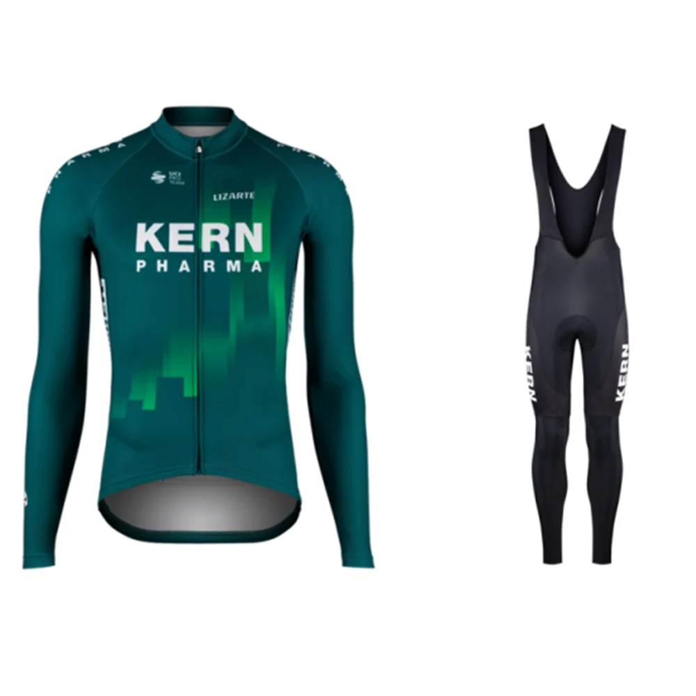 

2022 Champion Race Team Jacket Suit Maillot Training Thermo KERN PHARMA Hombre Culotte Largo Thermal Long Sleeve Jersey Bib Pant