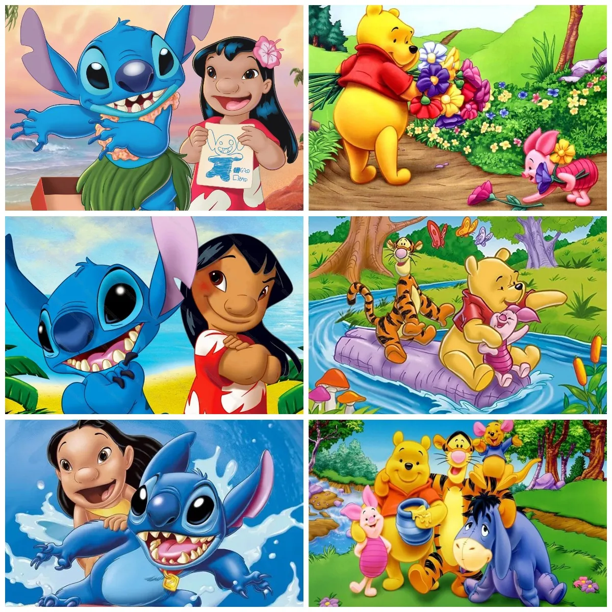 

Disney Diamond Mosaic Winnie the Pooh Lilo & Stitch Picture Home Decor Square Drill 5d DIY Diamond Painting Cross Stitch Kit
