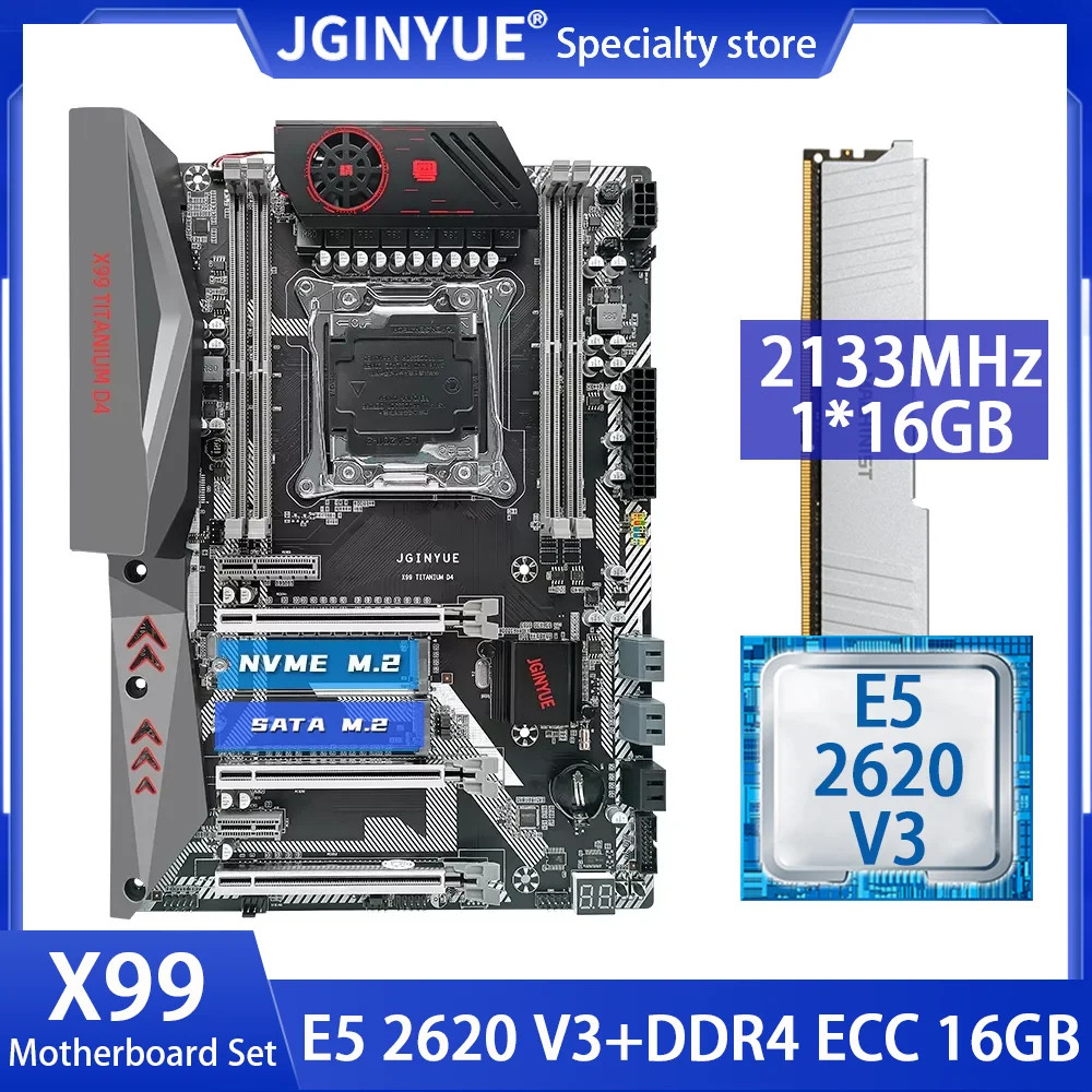 

Комплект материнской платы JINGYUE X99, LGA 2011-3, с процессором E5 2620 V3, 16 ГБ = 1*16 Гб DDR4 ECC, память SATA M.2 NVME USB3.0 X99 D4