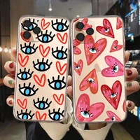 evil eye phone case for iphone 12 11 6s 7 8 plus x xr 11pro xs max transparent cute love heart soft tpu for iphone 13 pro cover