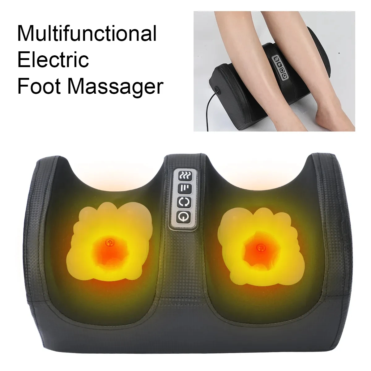 

Electric Leg Foot Massager Machines Heating Therapy Shiatsu Kneading Roller Vibrator Hot Compression Deep Muscles Promote Blood