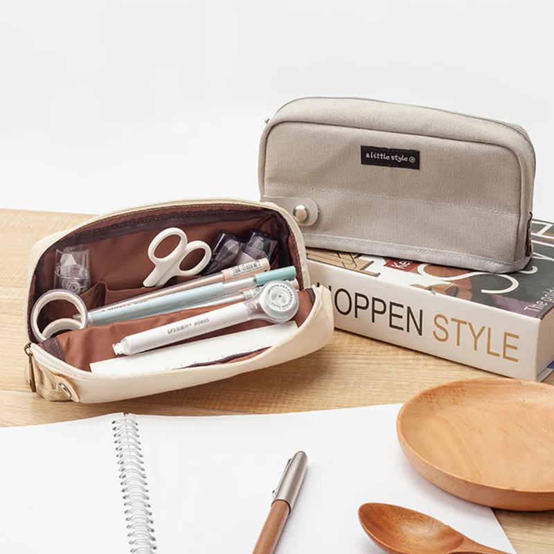 

Creative Canvas Pencil Case Teenager Cute Pen Case Standing Large Capacity Pencil Bag School Stationery Storage Supplies