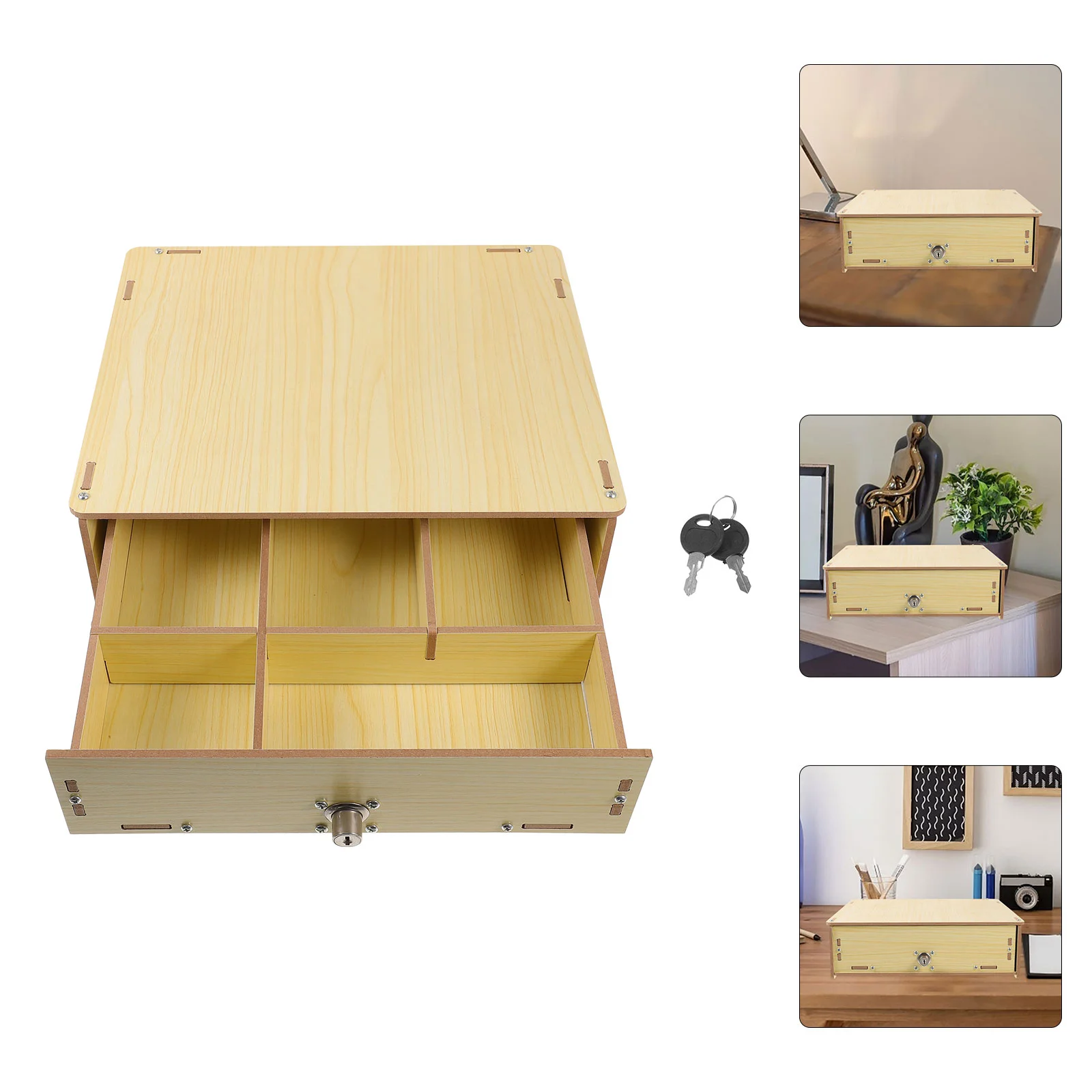 

Divided Convenient Multi-Use Desk Storage Organizer Wooden Multi-Grid Box Desktop File Organizer For Home Desk Storage Office