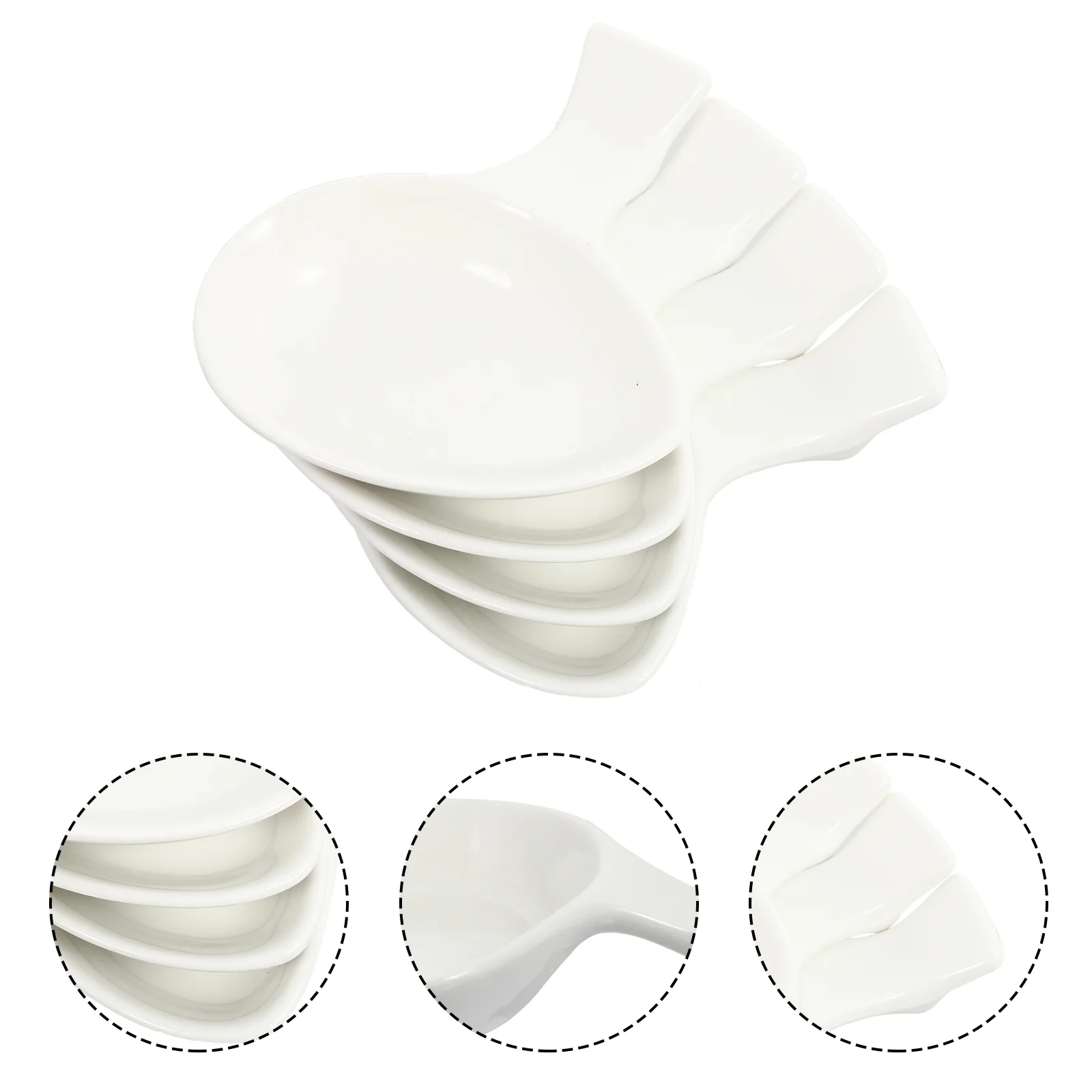 

4pcs Ceramic Dipping Bowls Seasoning Dishes Chopsticks Rests for Home (White)