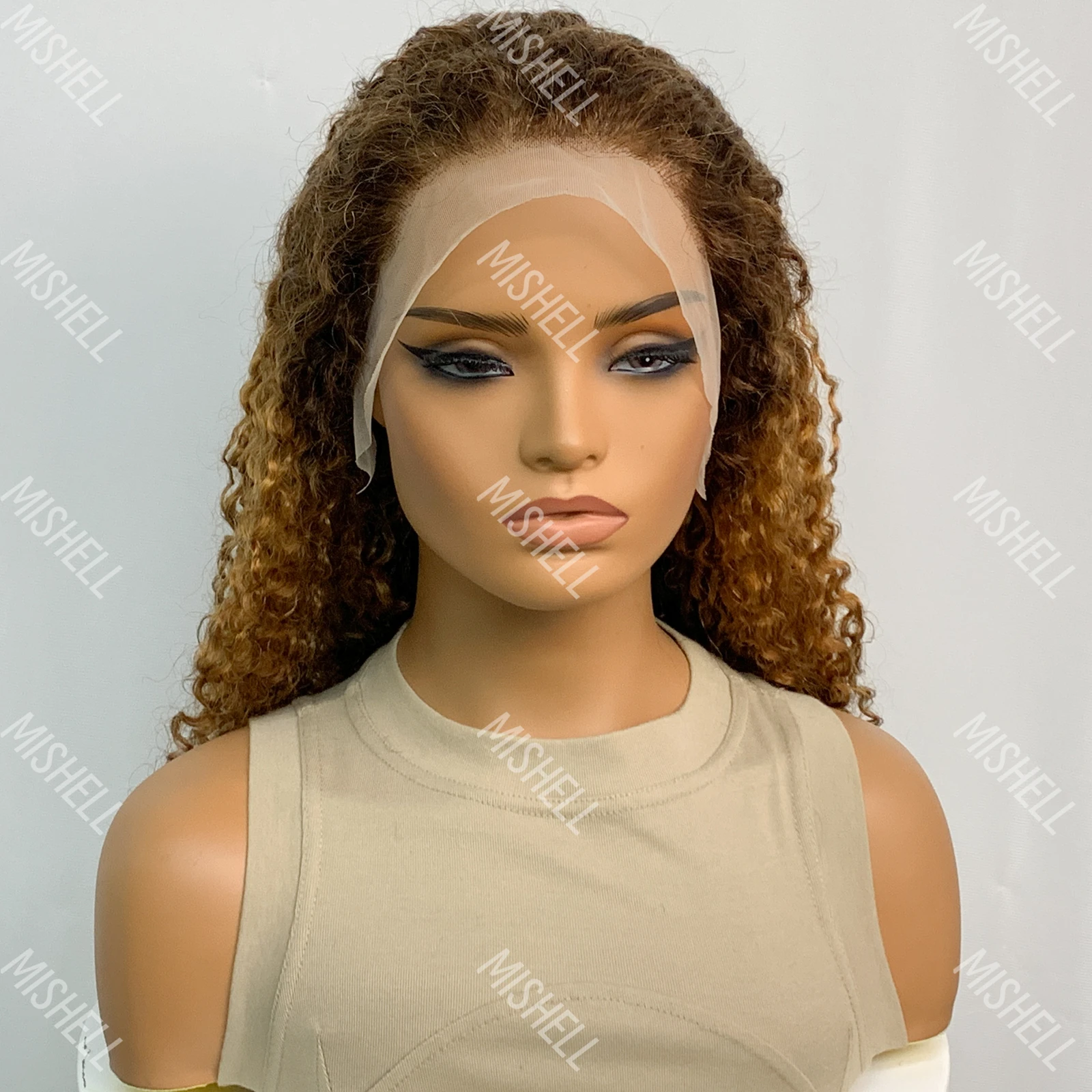 20-дюймовый Highlight Ombre 13x4 Парик из натуральных волос на фронтальной части шнурка 350%