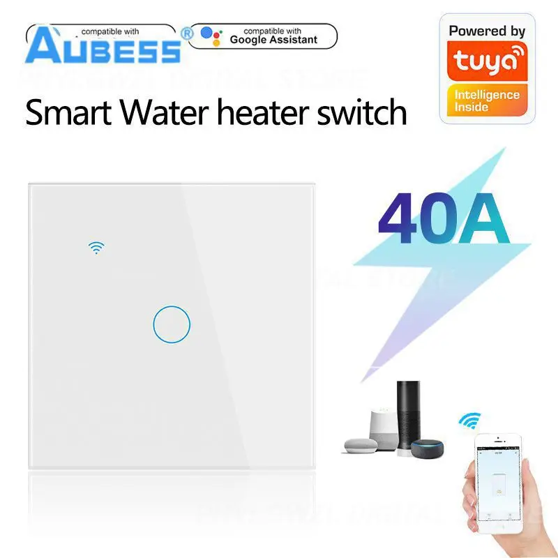

Eu Stadanrd Touch Panel Tuya 40a 8000w Smart Water Heater Boiler Switch Timing Wifi Water Heater Boiler Touch Switch Smart Home