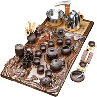 living room teapot odor free simple office food grade carved solid wood tea tray kung fu household tea set