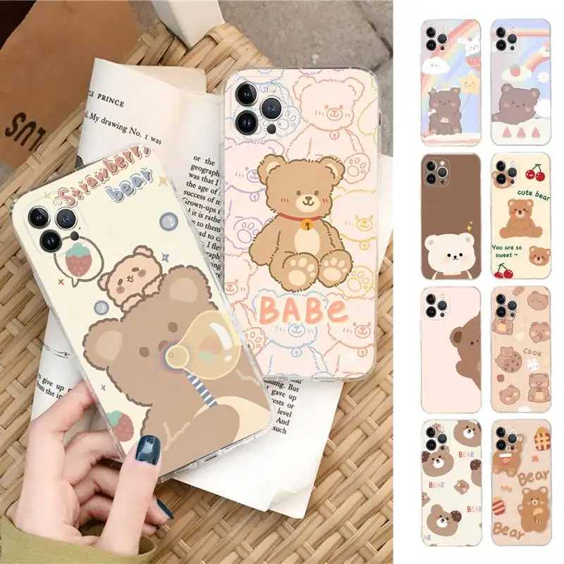 

Cartoon Brown Bear Cute Phone Case Silicone Soft for iphone 14 13 12 11 Pro Mini XS MAX 8 7 6 Plus X XS XR Cover