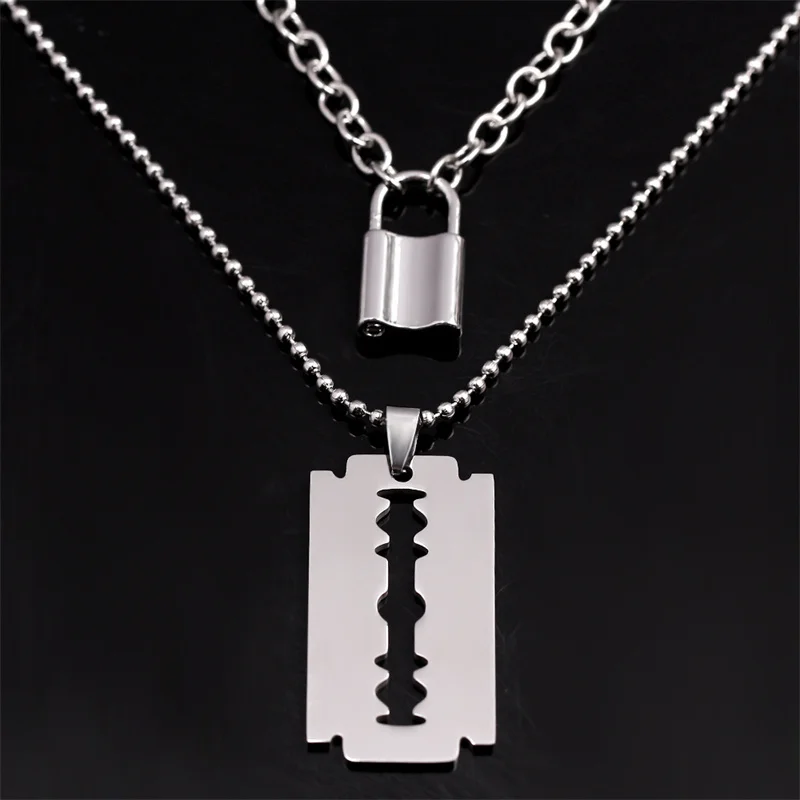 

Blade Pendant Indifference Choker Punk Necklace for Women Women's Neck Chain Goth Jewelry Valentines Day Fashion Accessories
