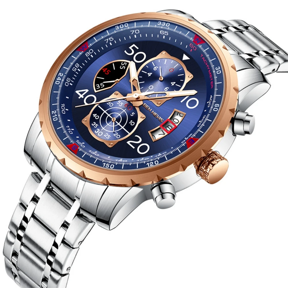 

Мужские кварцевые часы с хронографом, водонепроницаемые до 30 м