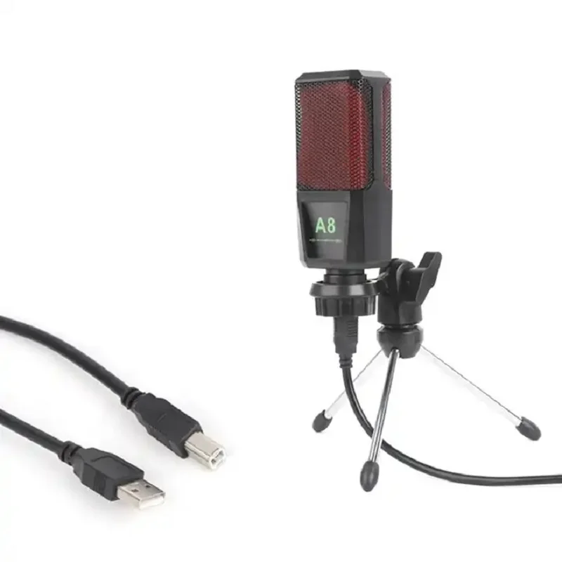 

USB condenser microphone game voice light up microphone A8 computer driver-free plug and play desktop live microphone