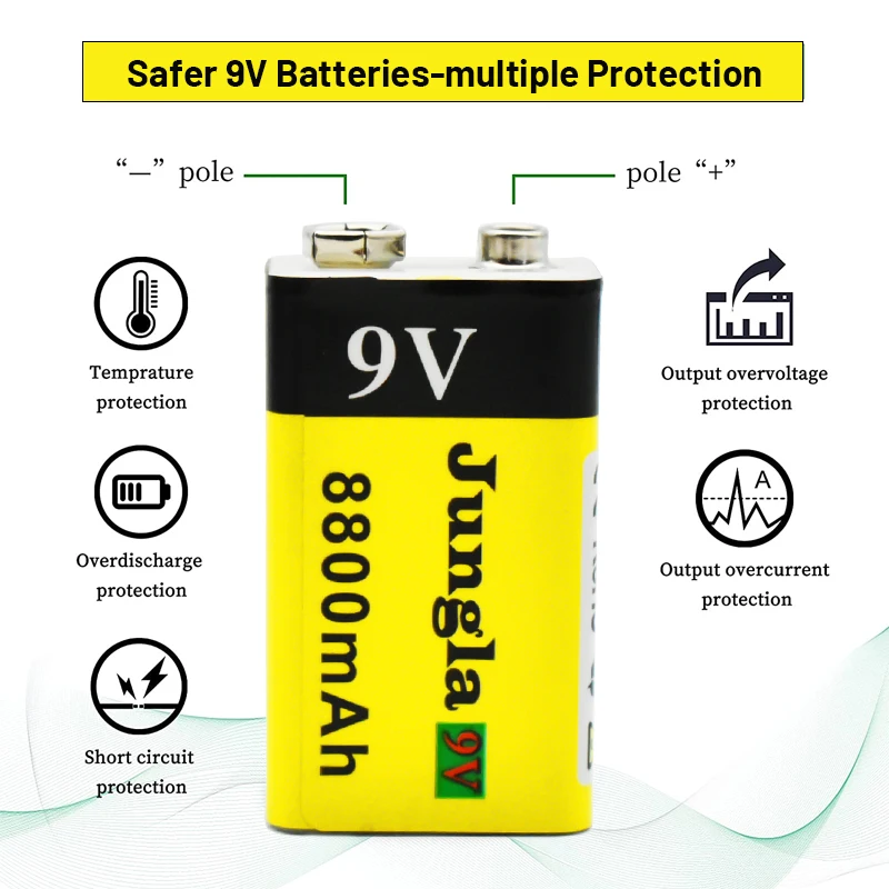 

New 9V 8800mAh Lithium Ion Fast Rechargeable Battery Teyt-c Interface USB Battery 9V Multimeter Lithium Microphone Toy Cable Rem