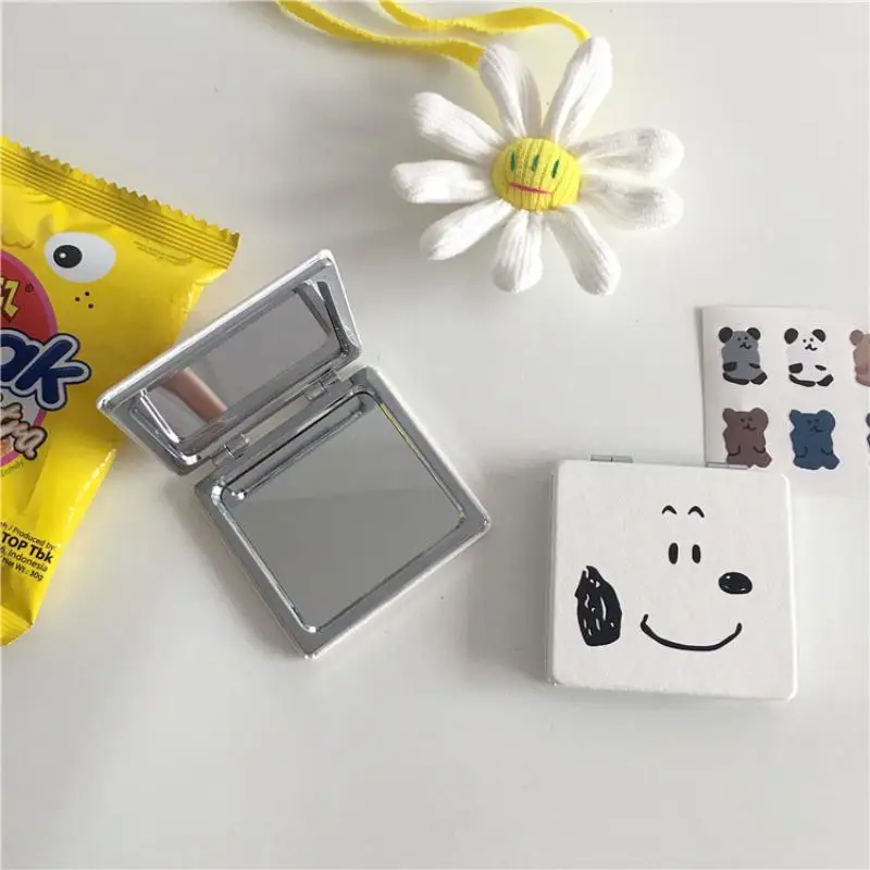 

Kawaii Snoopys мультяшное портативное зеркало для туалетного столика симпатичное складное маленькое зеркало квадратное двухстороннее зеркало к...