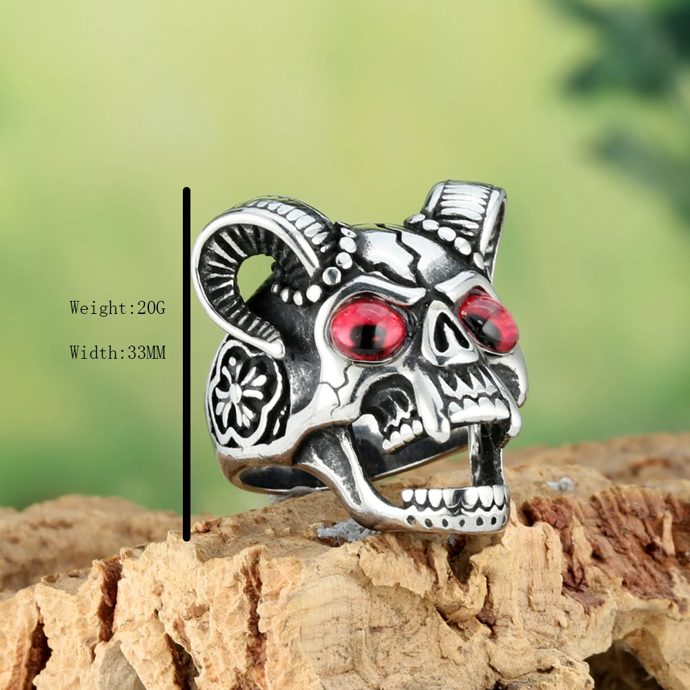 2024 Европейская и американская мода ретро серебряный цвет дьявол сатана череп