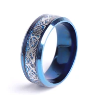 fashion blue tungsten carbide ring dragon blue carbon fibre men ring for women weddings classical lover couple rings