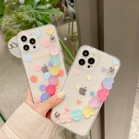 colorful love heart polka dots bracelet phone case for iphone 13 12 pro max 11 plus x xs max xr relief soft cover
