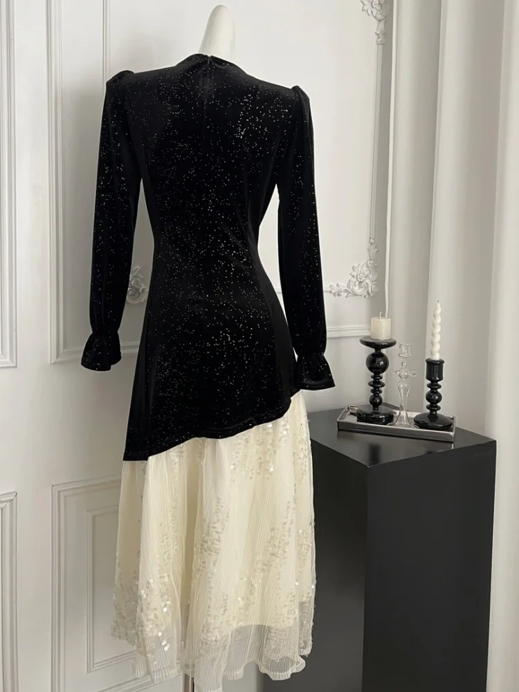 SMTHMA женские бархатные вечерние платья с квадратным вырезом и длинными рукавами