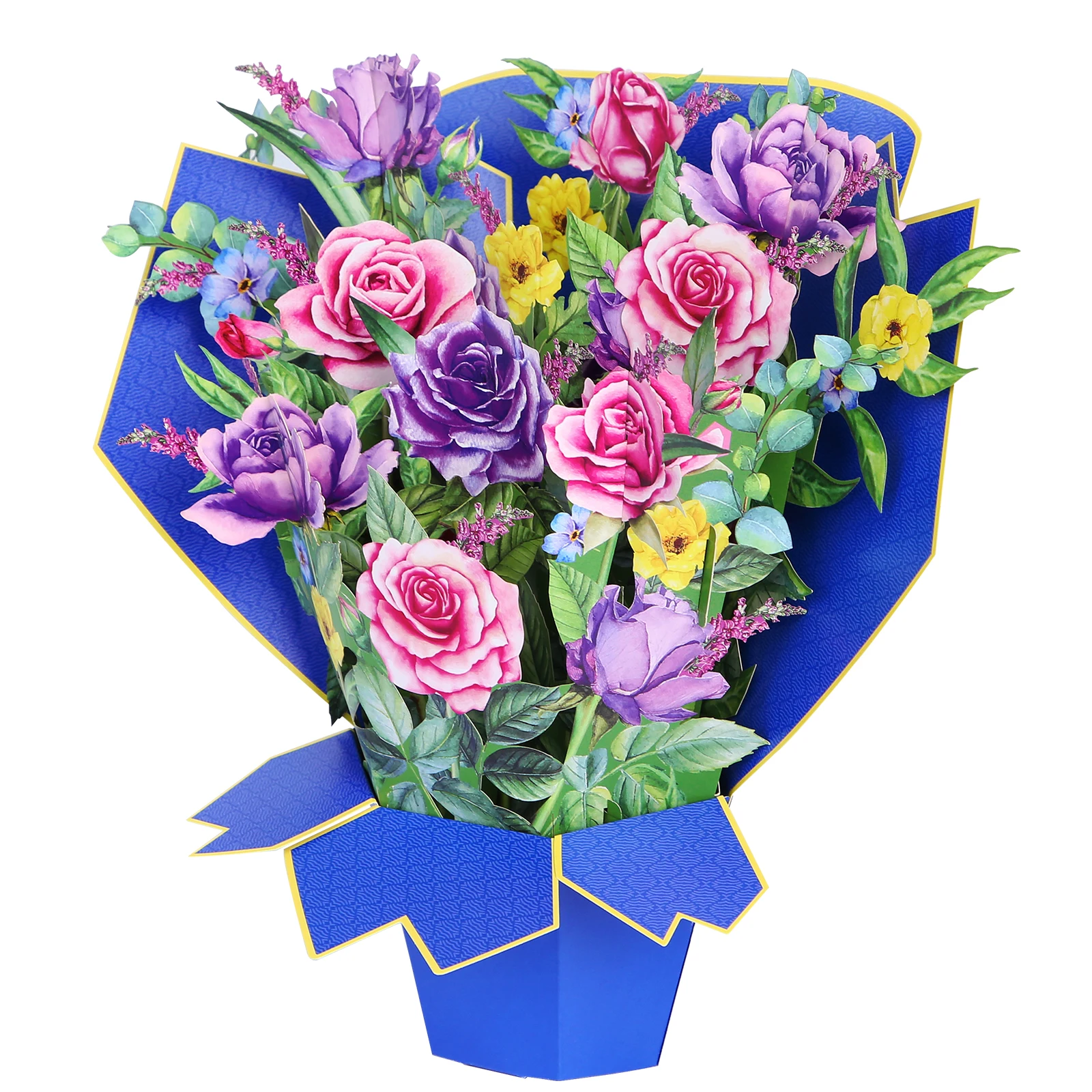 

3D Pop Up Greeting Card Flower Bouquet with Envelope Thankyou Cards Mix Rose Postcards Wife Mom Girlfriend Teacher Gift