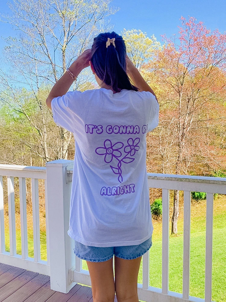 

It's Gonna Be Alright Print Womens T-Shirts Personality Oversize Cotton Short Sleeve All-math Breathable Tops Woman Tee Clothing