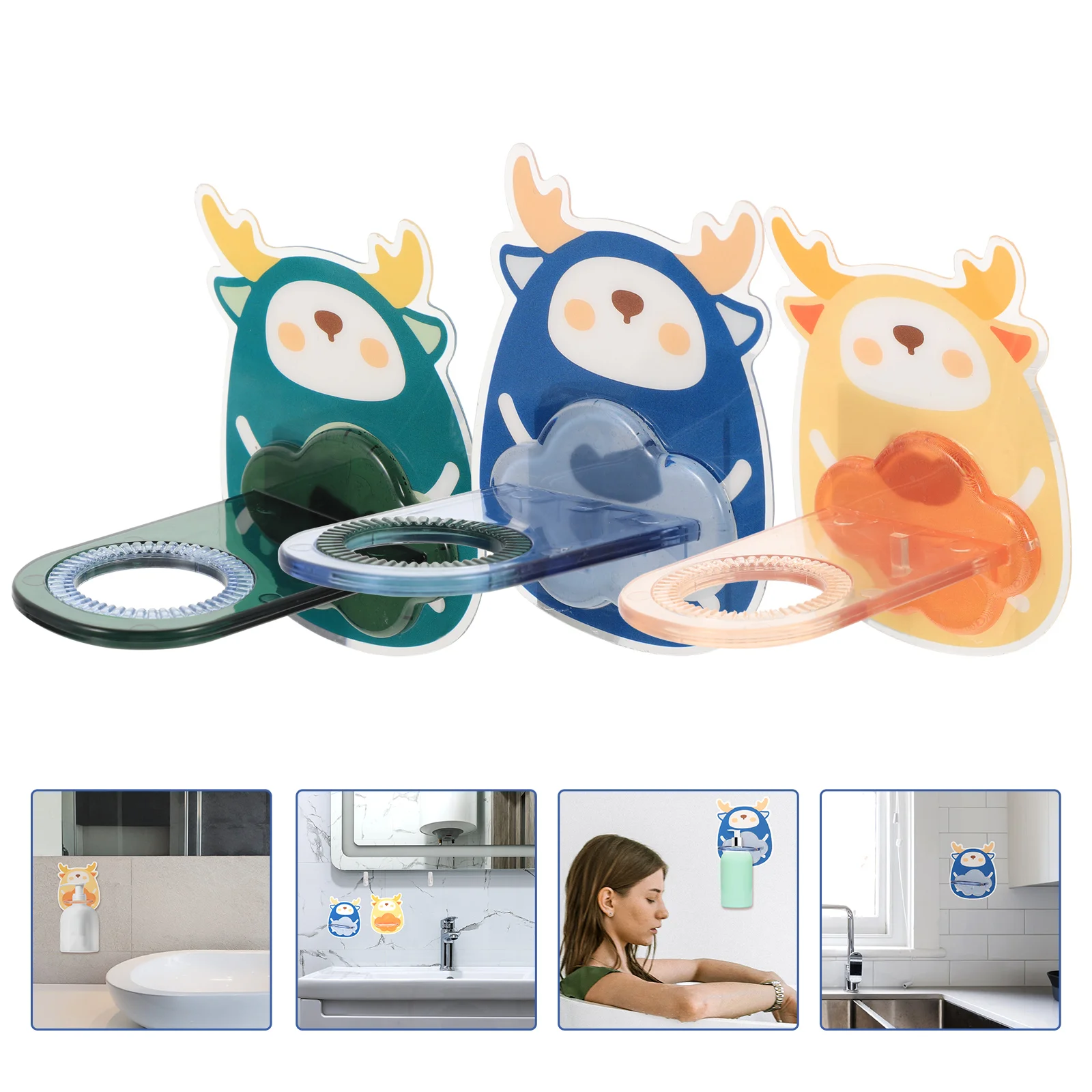 

3pcs Wall Mount Punch Free Shampoo Storage Rack Bathroom Shelving Shampoo Holder Wall Body Wash Stand