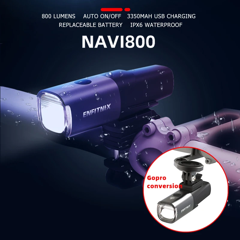 

Enfitnix Navi800 Bicycle Smart Headlights USB Rechargeable Flashlight MTB Road Bike Front Rear lights 800 lumens Long Life Time