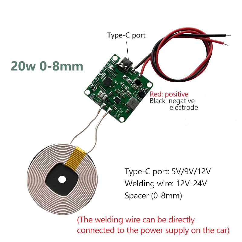 15w20w high power 5v 12v fast charging wireless charger transmitter module type c usb coil qi universal for car phone battery free global shipping