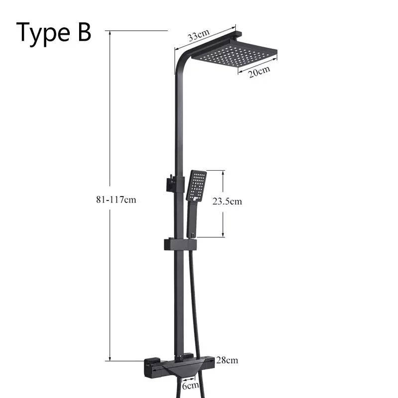 

Black/Chrome Thermostatic Shower Faucet Hot Cold Mixer Tap Bathroom Rain Shower Head Bath Shower Set Systems