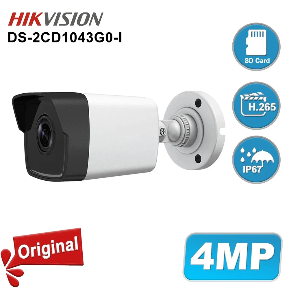 

Hikvision Original DS-2CD1043G0-I 4MP Mini IP Camera POE IR30m Night Vision Hik-Connect Home Security Protection Surveillance