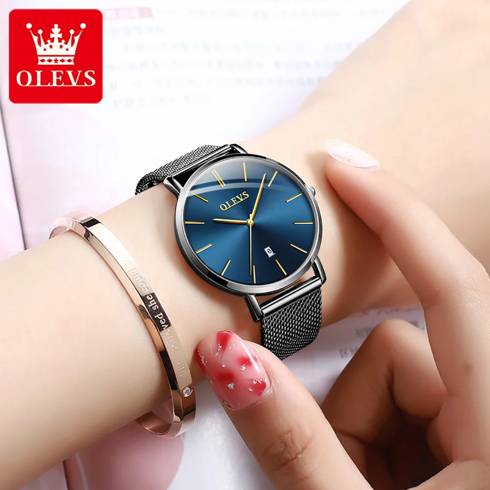 OLEVS Watch Women Fashion Ultra thin 6.5mm Simple Watch Luxury Waterproof Business Wristwatch light cozy Women Watch Girlfriend