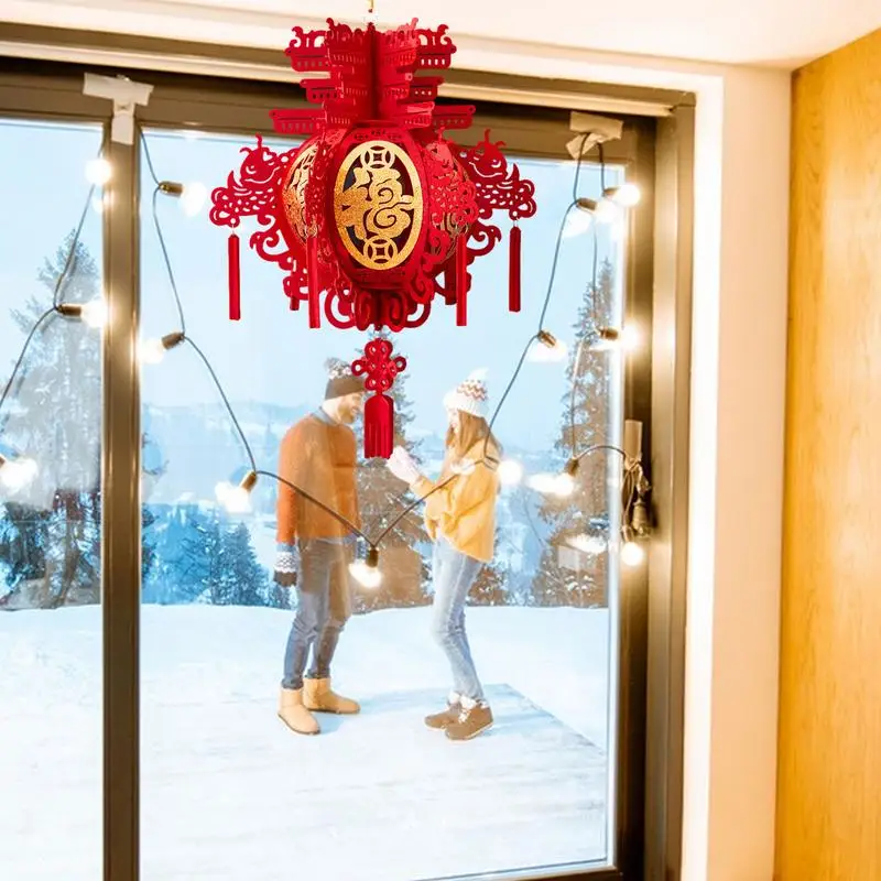 Китайские новогодние фонарики Нетканые красные Fu Lucky Lanterns 2024 весенний фестиваль