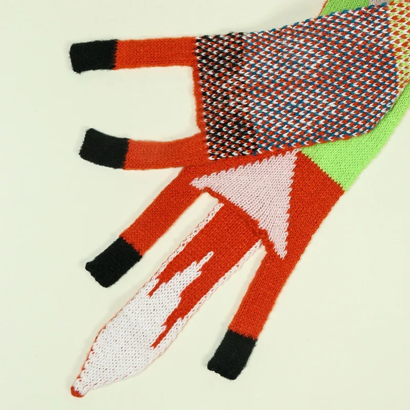 Теплый шарф с принтом кавайной лисы для детей девочек осень-зима милые красочные