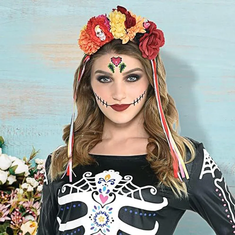Мексиканская Цветочная Корона повязка на голову костюм для Хэллоуина День