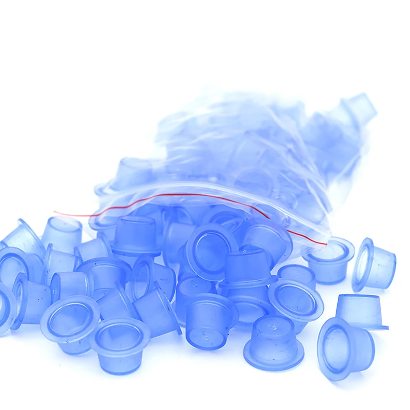 

100Pcs Silicone Disposable Microblading Tattoo Ink Cup PermanentMakeup Pigment Clear Holder Container Cap Tattoo Accessory