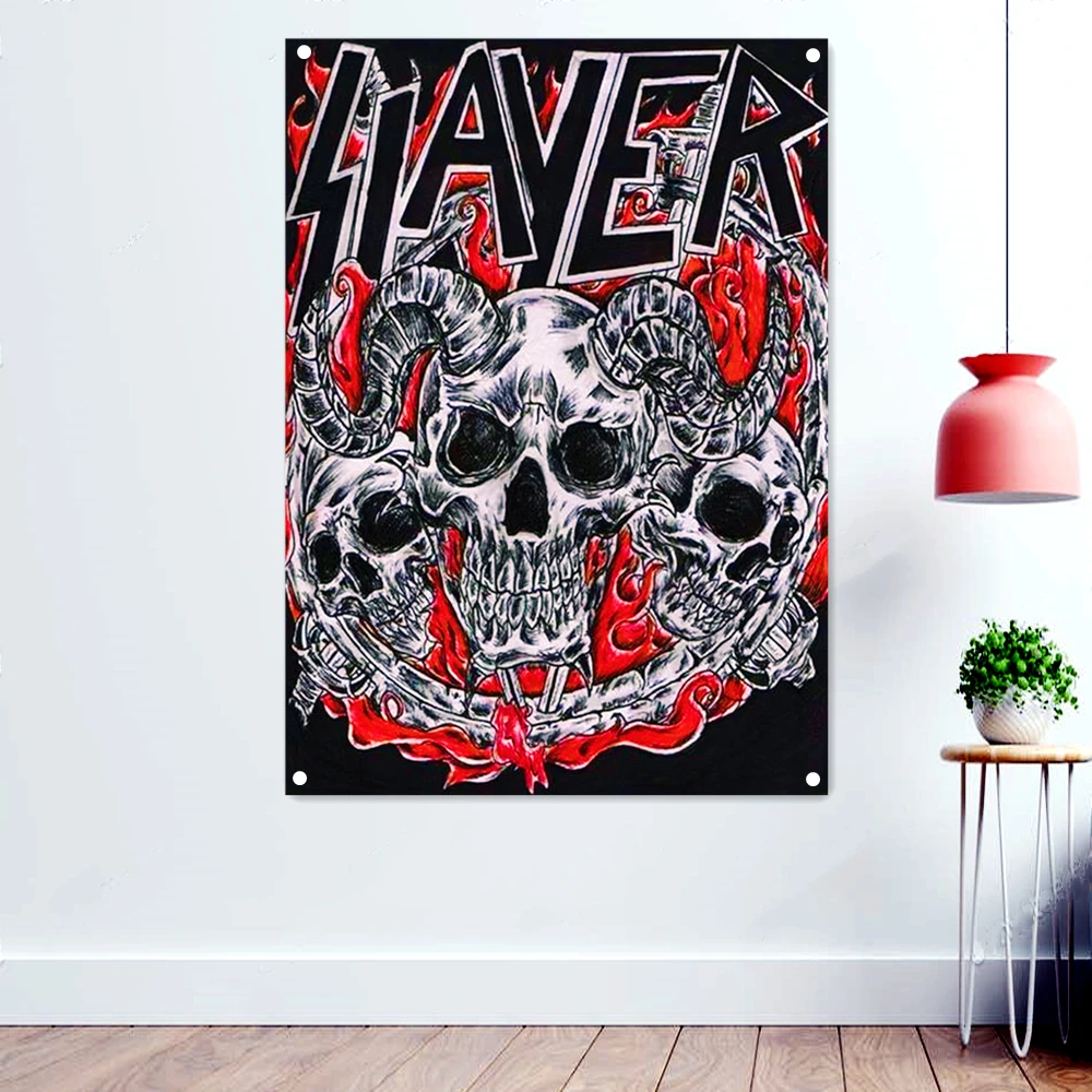 

Skull Death Metal Artwork Banner Creepy Background Tapestry Horror Occult Evil Dark Art Wallpaper Poster Rock Flags Wall Decor