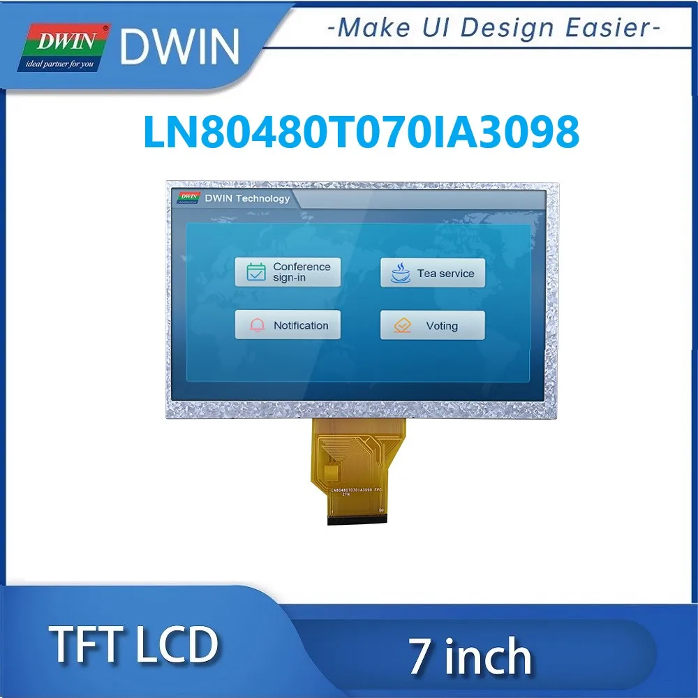 

DWIN 7-дюймовый 800x480 RGB 24bit 50PIN 300nit TN TFT ЖК-модуль OEM класса А без неплох пикселей Полная проверка LN80480T070IA3098