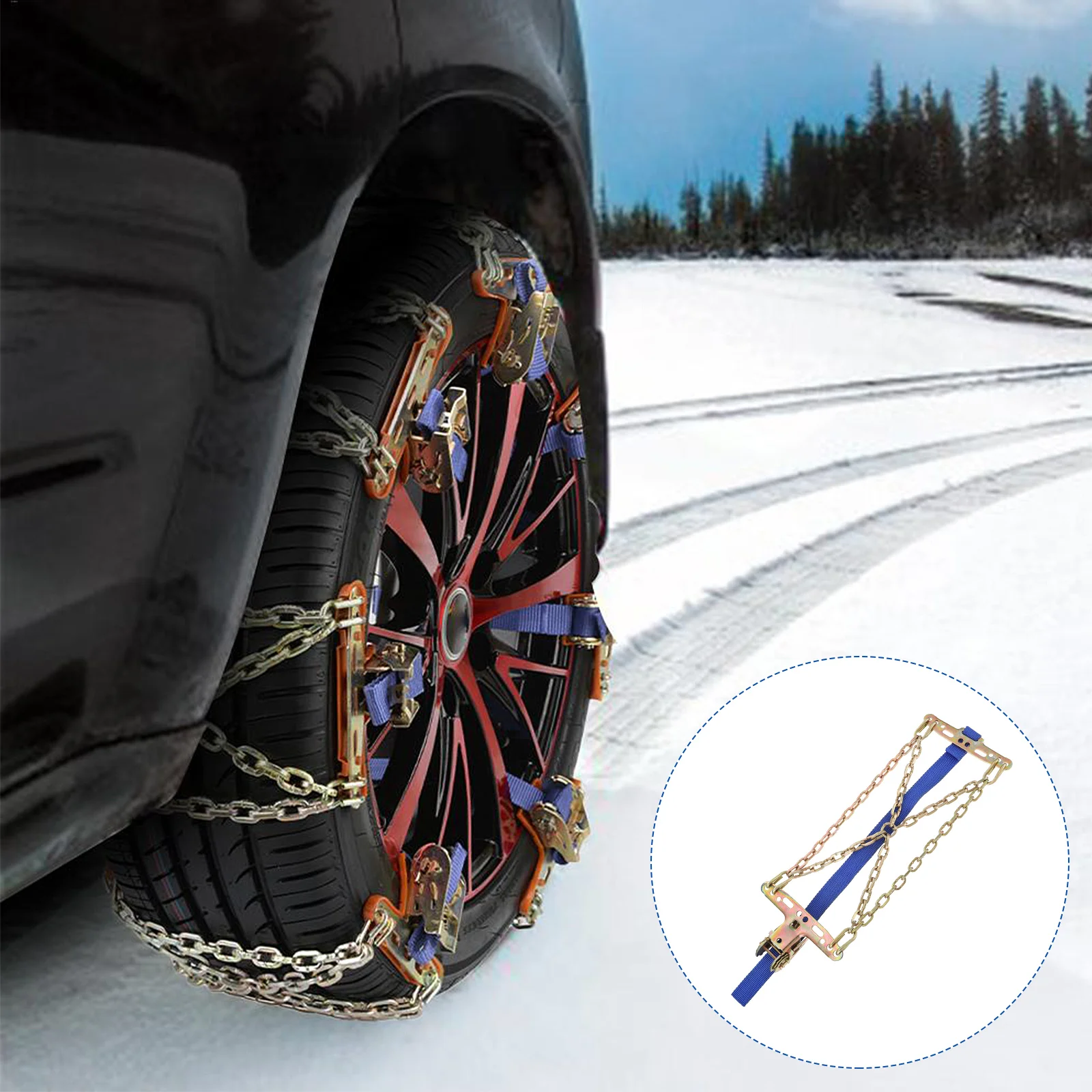 

1pc Tire Antiskid Metal Snow Chain Wear-resistant Steel Tire Chain for Snow Road and Sand Road