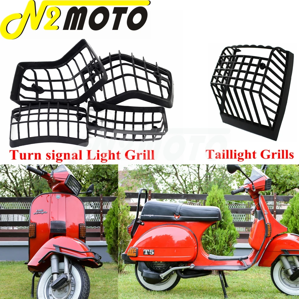 

Scooter Front/Rear Turn Signal Light Grille Cover Tail Brake Lamp Mesh Guard For T5 Classic PX 80 125 150 200 PE Lusso Range LML