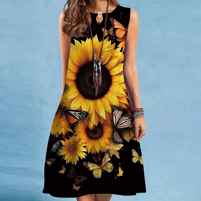 

Женское мини-платье с коротким рукавом, круглым вырезом и 3D-принтом