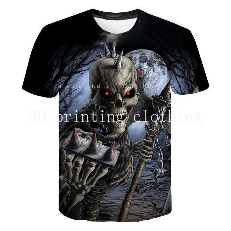 

Футболка мужская с 3D-принтом черепа, модная уличная одежда в готическом стиле, большие размеры