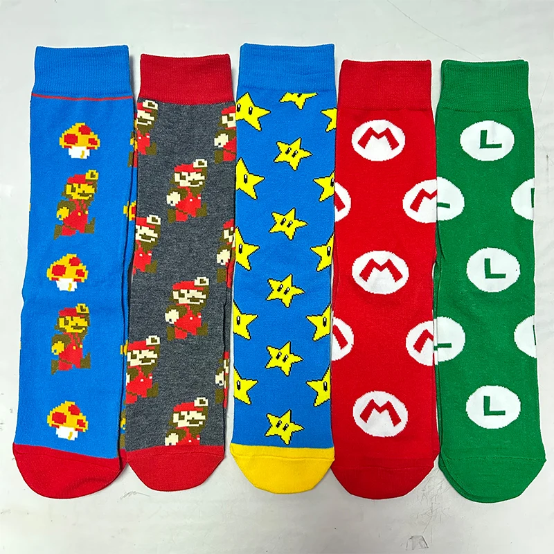 

Super Mario Bros Casual Socks Cartoon Knitted Anime Figure Kawaii Luigi Yoshi Men's Socks Cotton Fashion Trend Women's Long Sock