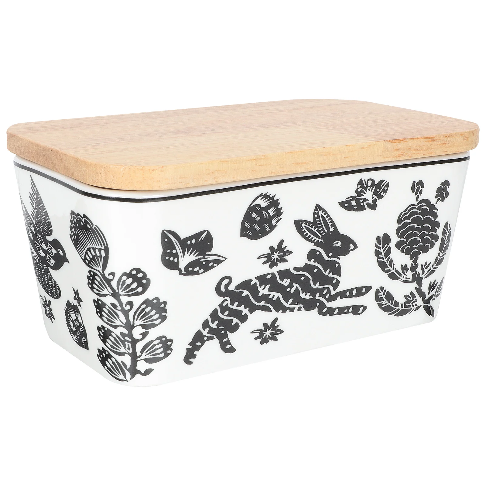 

Box Decorative Butter Holder Ceramic Butter Container Printing Butter Case for Restaurant Hotel Shop